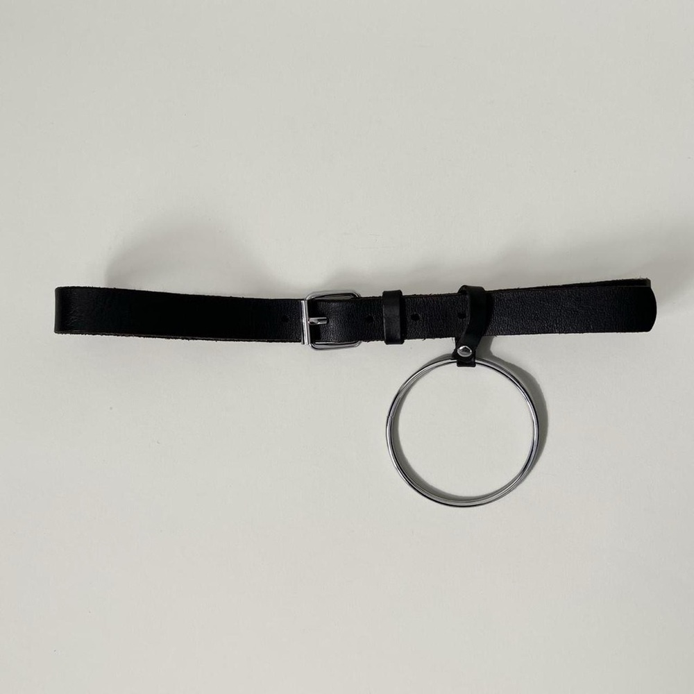 Urban Outfitters Black Belt with Silver Ring